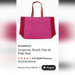 Neoprene Beach Tote in Pink/Red